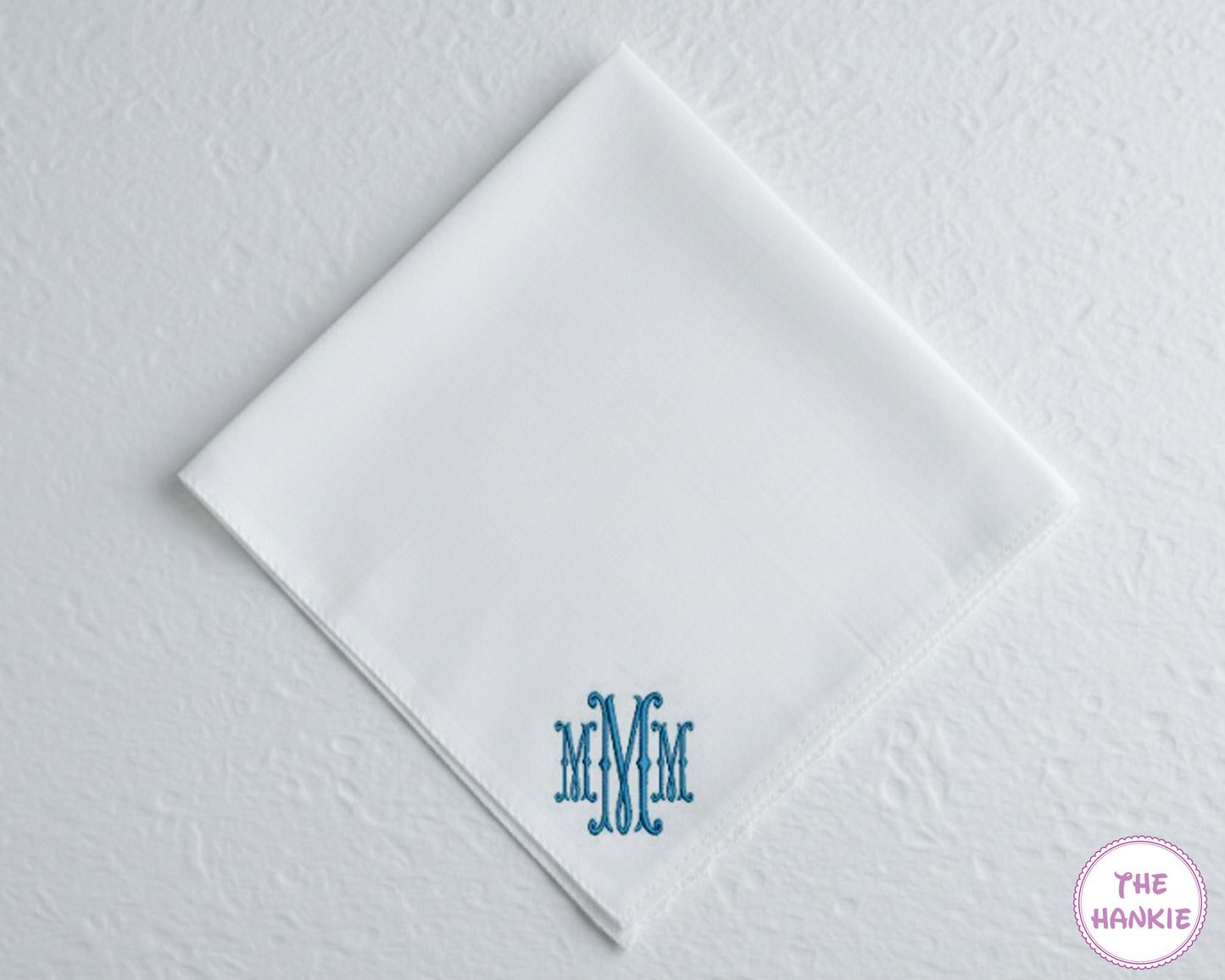 Personalized Initials White Cotton Handkerchief for Men