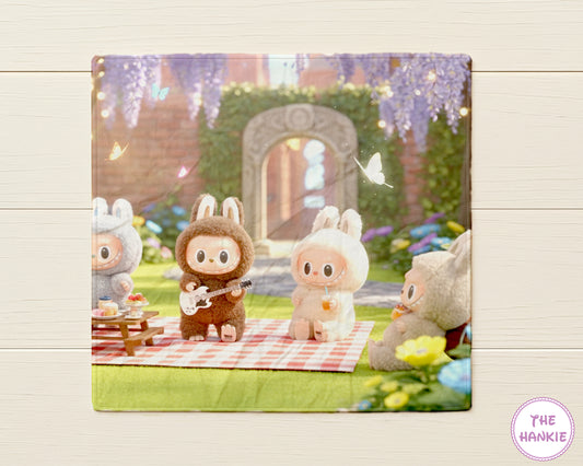 Labubu Bunny Friends Satin Photo Handkerchief