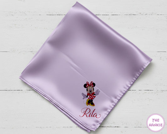 Kids Cartoon Minnie Satin Embroidery Handkerchief
