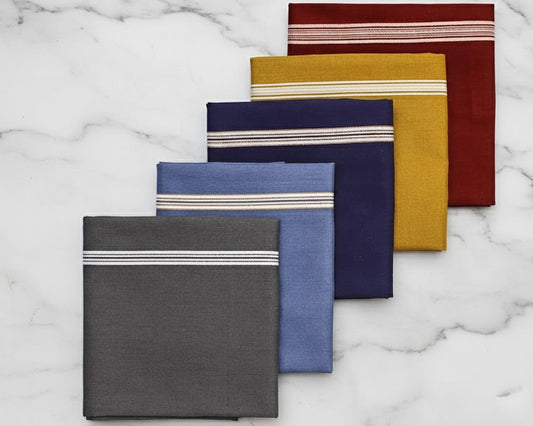 Men’s Classic Cotton Bulk Assorted Dark Base Handkerchiefs with Color Border