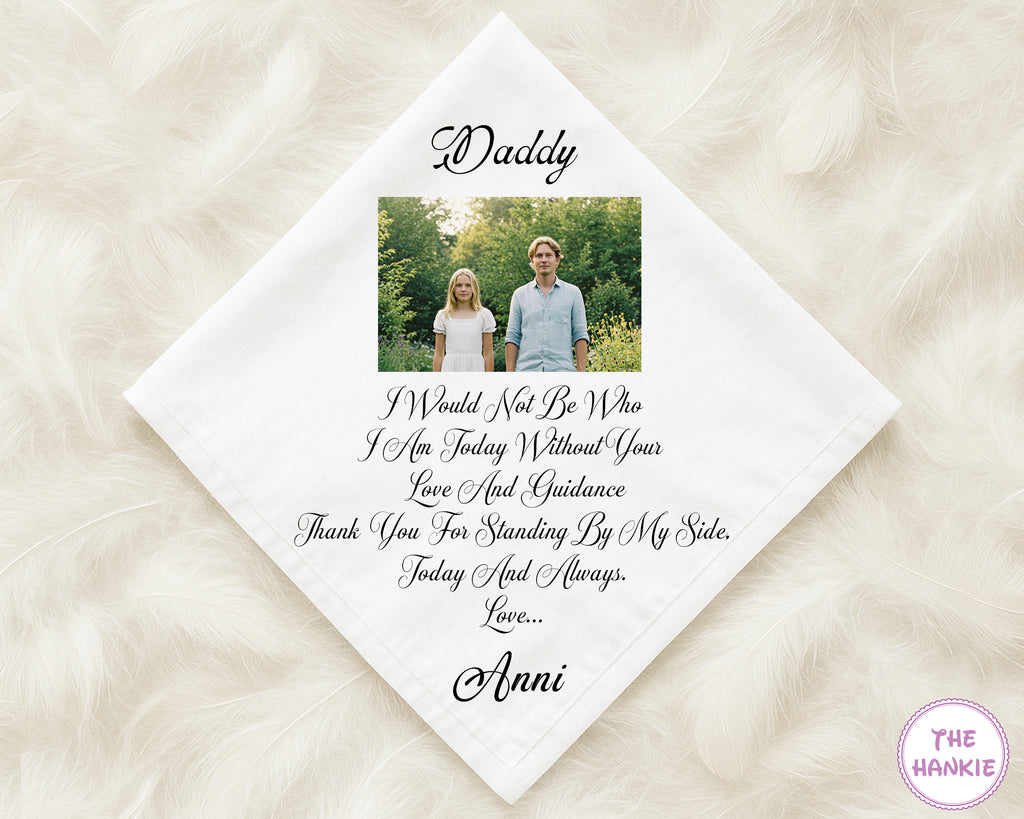 Personalized Photo Message Wedding Cotton Handkerchief for Dad
