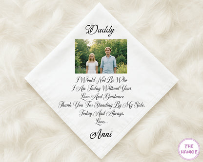 Personalized Photo Message Wedding Cotton Handkerchief for Dad