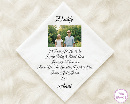 Personalized Photo Message Wedding Cotton Handkerchief for Dad
