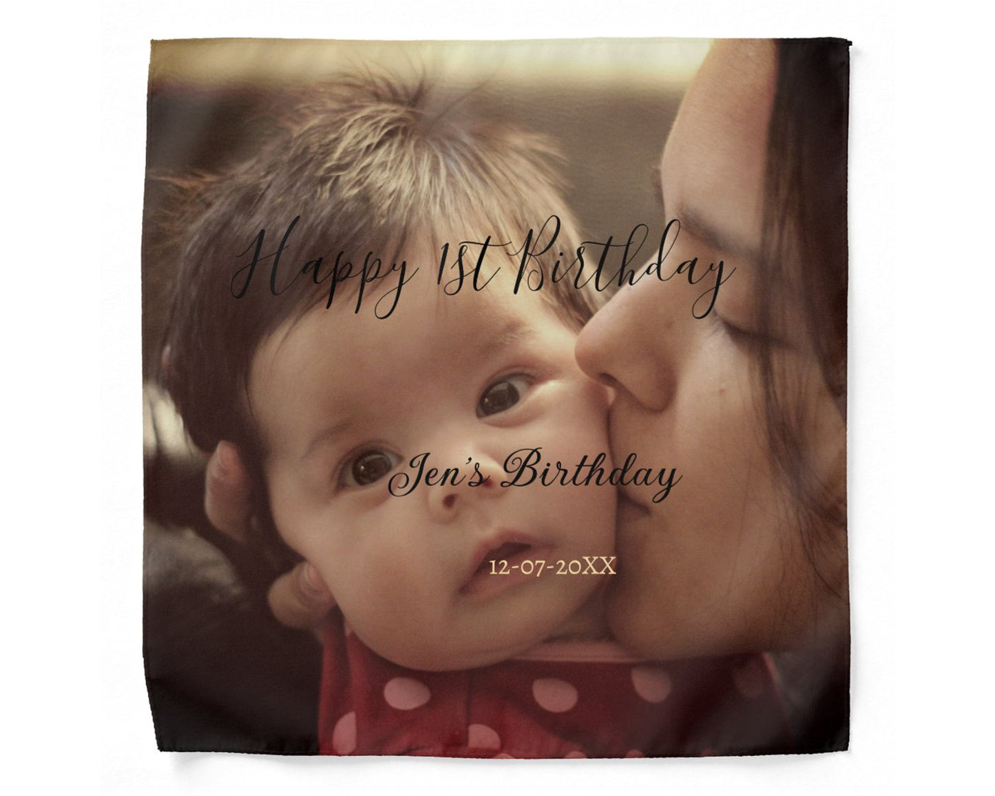Custom Happy 1st Birthday Photo Keepsake Handkerchief