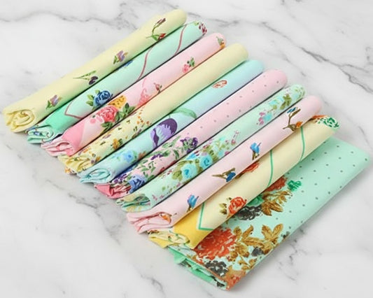 Elegant Pastel Floral Cotton Bulk Handkerchief Set for Women