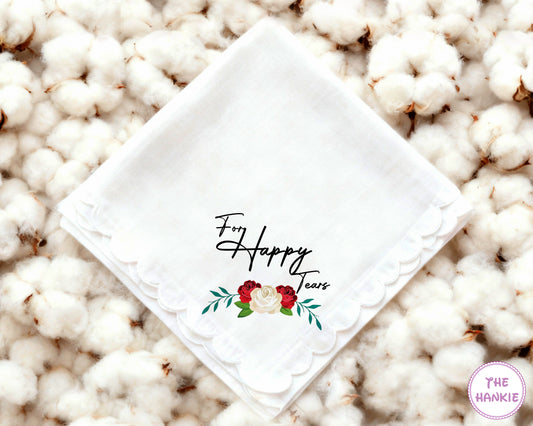 Elegant Happy Tears Hankie with Scalloped Edge