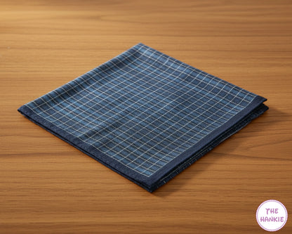 Men’s Cotton Grid Check Handkerchief – Classic Pocket Hankie