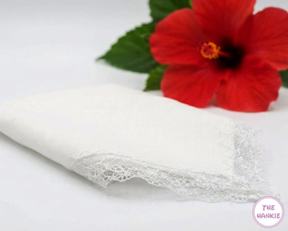 Premium Cotton Handkerchief for Women with Delicate Lace Border