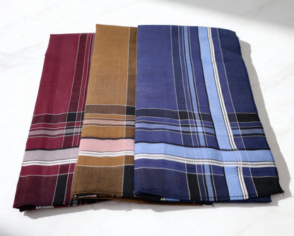 Men’s Soft Cotton Handkerchiefs Set of 3 – Classic Plaid Pocket Hankies