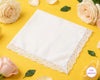 Classic White Cotton Handkerchief for Women with Lace Edge