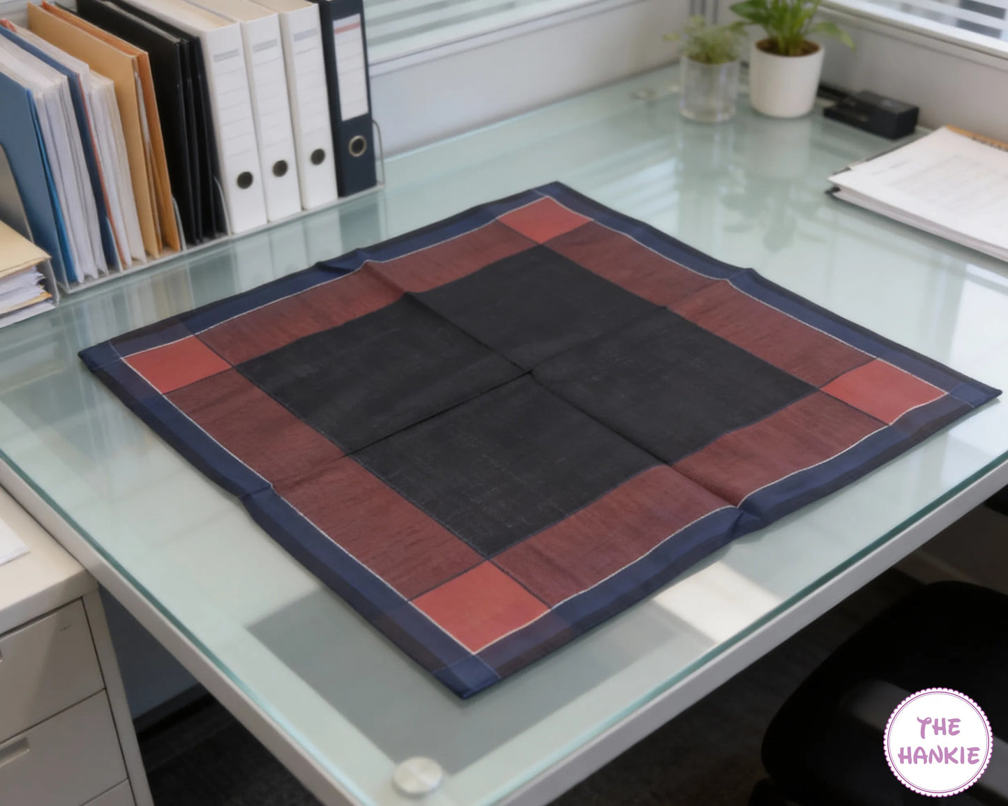 Men’s Classic Cotton Handkerchief – Black Pocket Hanky with Red Border