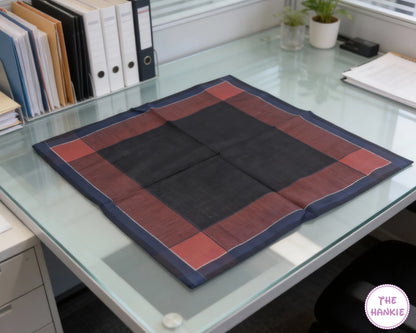 Men’s Classic Cotton Handkerchief – Black Pocket Hanky with Red Border