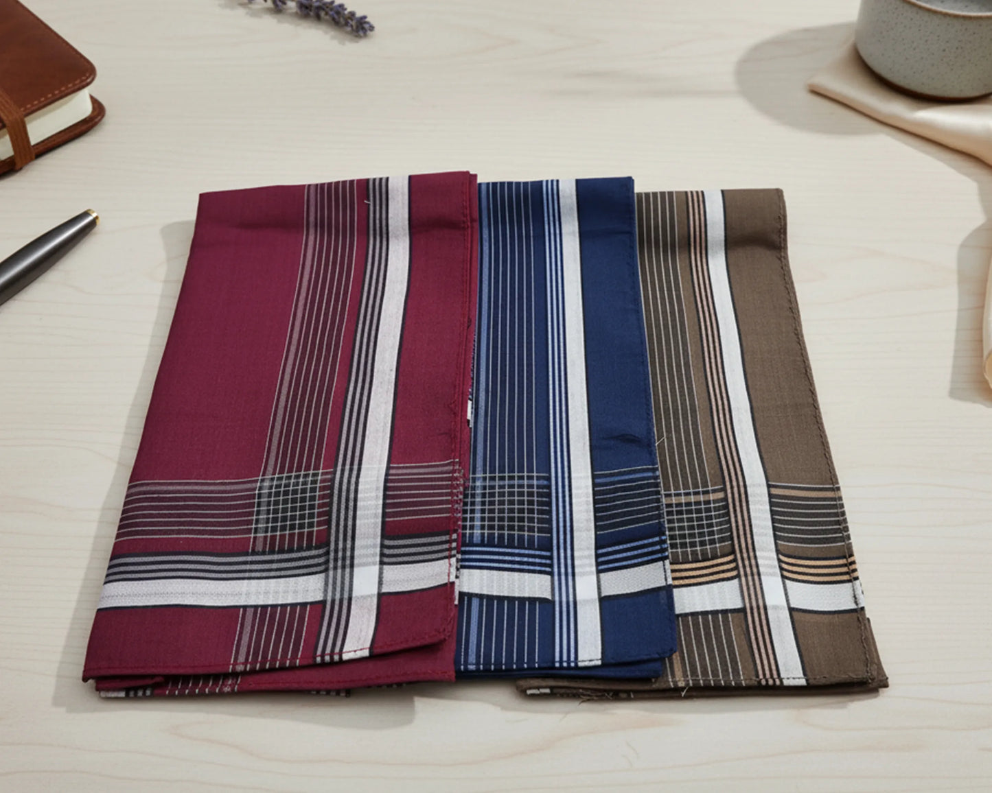Classic Plaid Cotton Hankies for Men – Plaid Handkerchief Set (3 Pack)