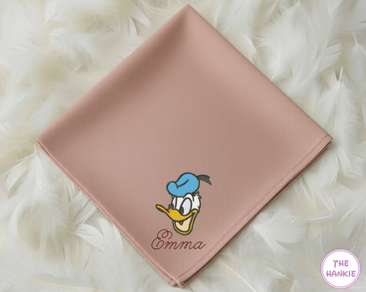 Custom Donald Duck Embroidered Cotton Handkerchief for Kids