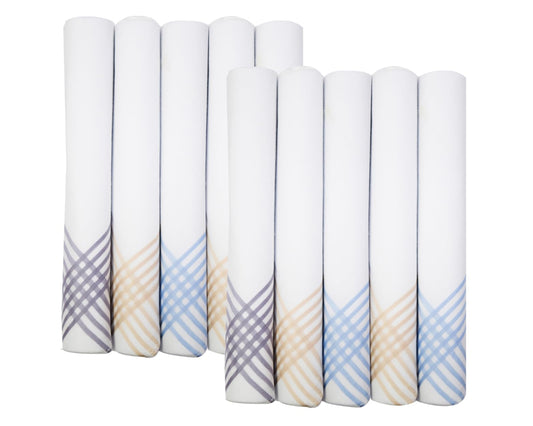 Elegant Gentlemen’s 100% Cotton Assorted Handkerchief - Pack of 3