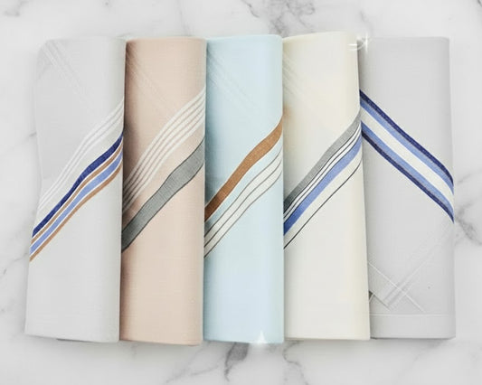 Bulk Men’s Premium 100% Cotton Handkerchiefs – Soft Light Colors