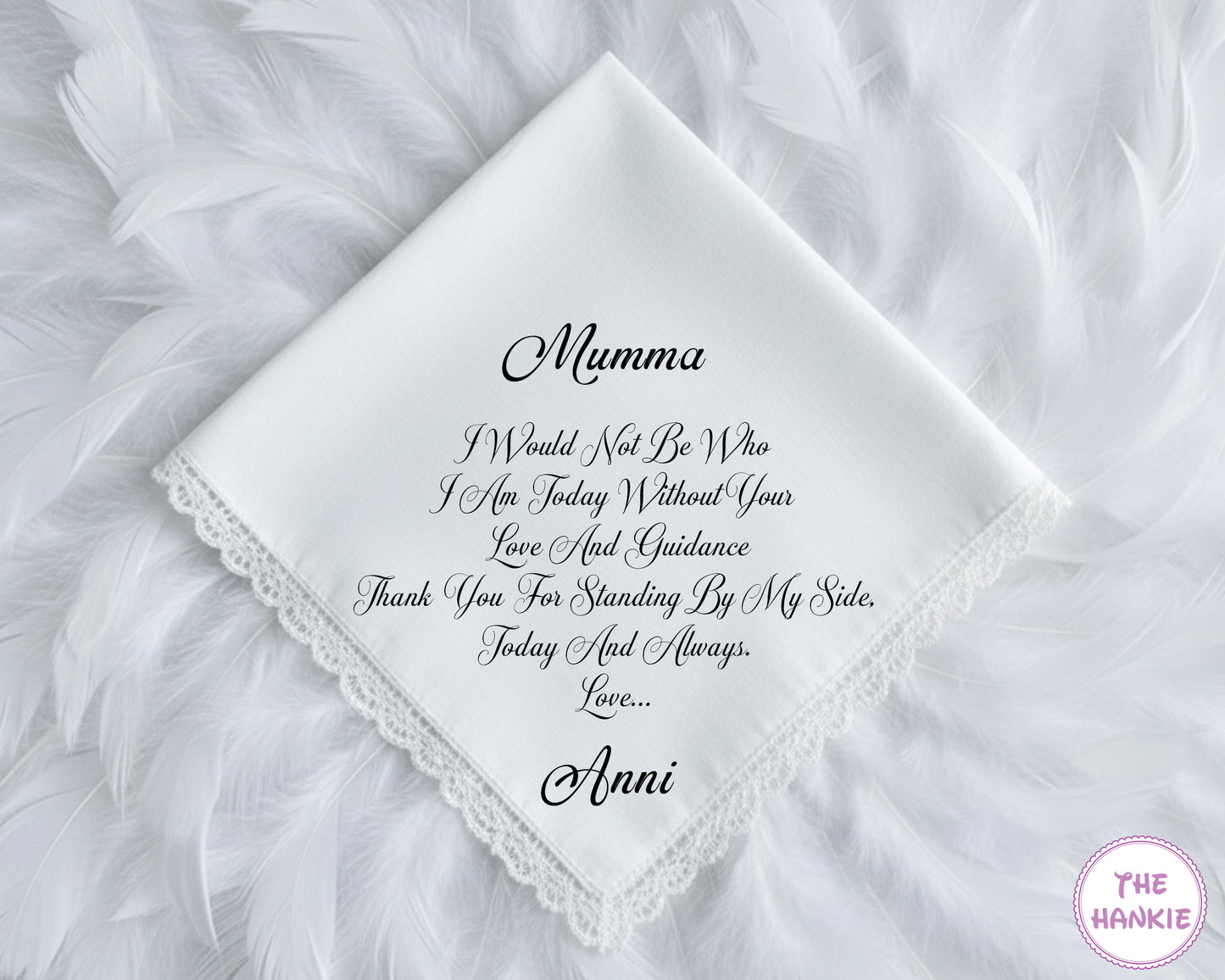 Personalized Your Text Wedding Lace Handkerchief for Mumma