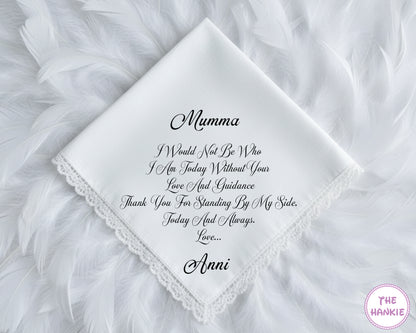 Personalized Your Text Wedding Lace Handkerchief for Mumma