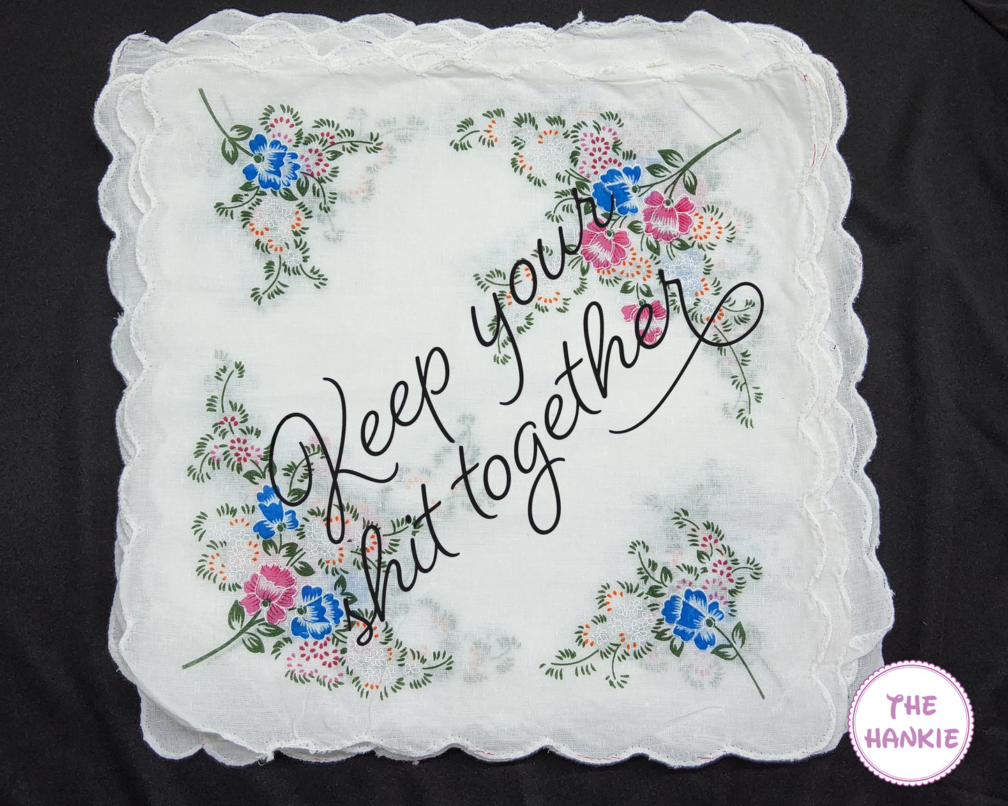 Keep Your Shit Together Wedding Handkerchief - Soft Cotton Scalloped Edge