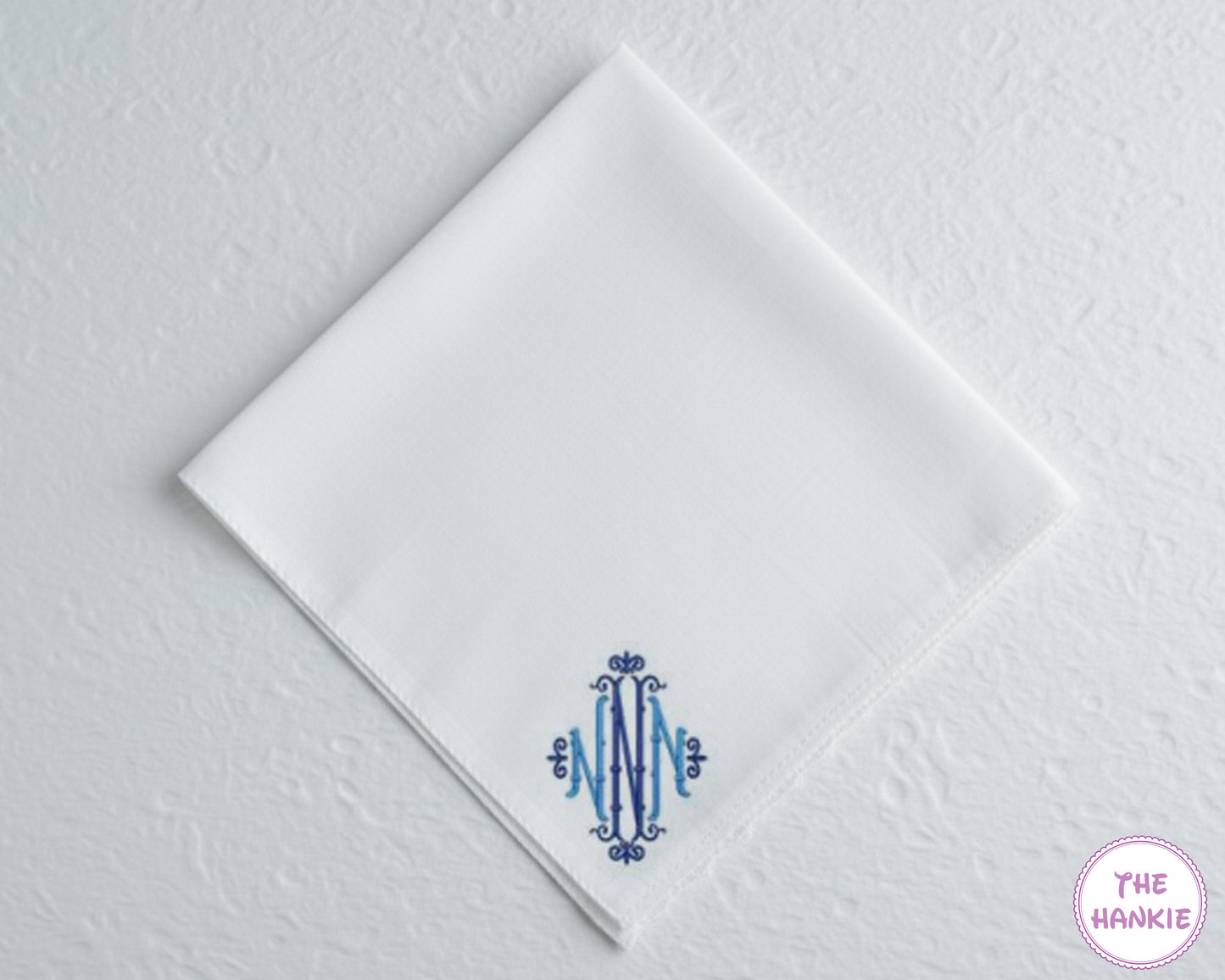 Personalized Initials White Cotton Handkerchief for Men