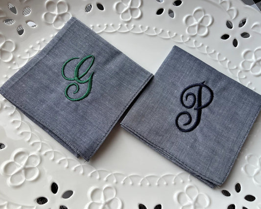 Personalized Embroidered Initial Handkerchief - Set of 2, 3