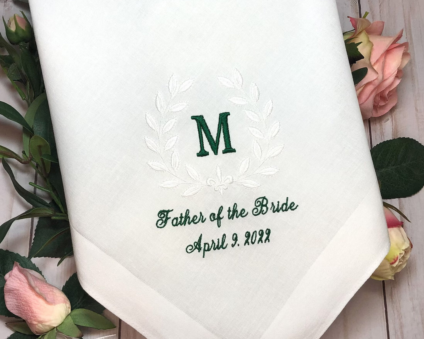 Embroidered Men & Women Cotton Handkerchief with Wedding Date