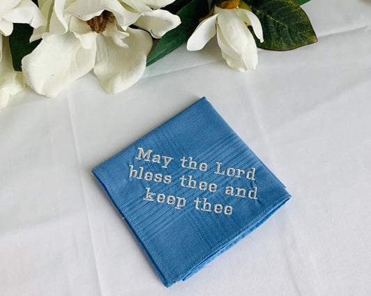 Custom Blue Embroidered Handkerchief