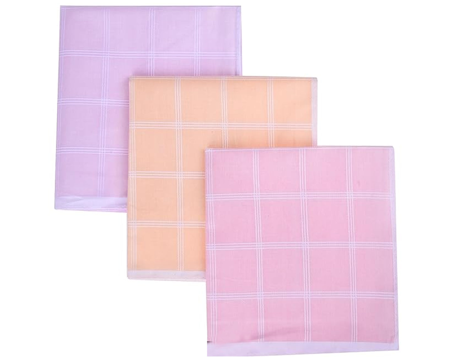 Classic Vintage Pastel Check Cotton Handkerchiefs for Ladies Set of 6