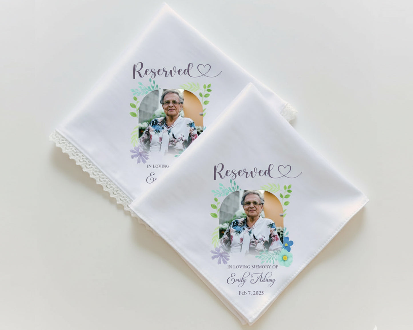 Personalized Memorial Satin Handkerchief with Photo – Funeral Remembrance Keepsake