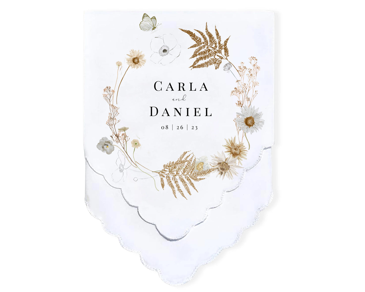 Bridal Wedding Handkerchief Keepsake with Natural Summer flowers