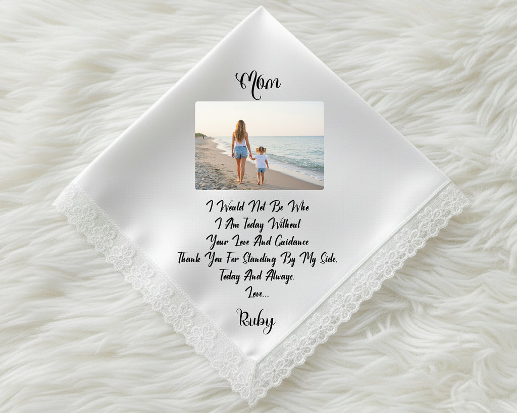 Custom Lace Photo Message Handkerchief – Gift for Mom