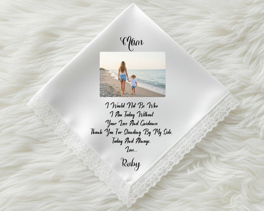 Custom Lace Photo Message Handkerchief – Gift for Mom