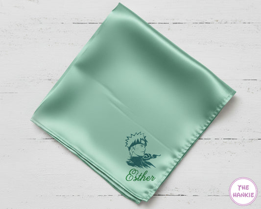 Custom Naruto Satin Embroidery Handkerchief for Kids
