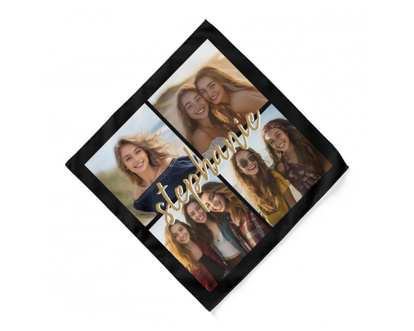 Your Own 4 Photo Collage Handkerchief – Custom Text Photo Accessory