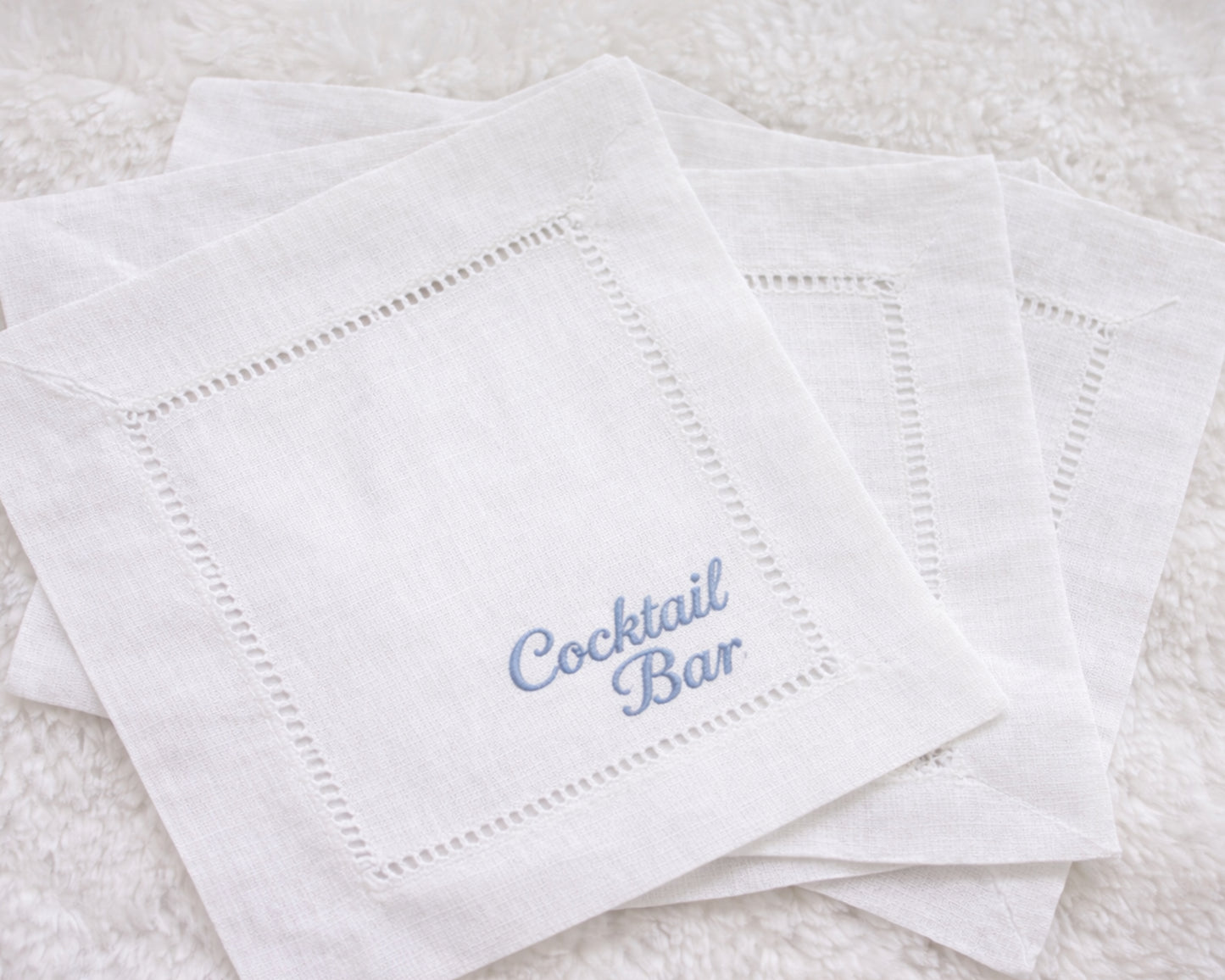 Personalized Name Embroidered Cotton Cocktail Napkins – Elegant Custom Set