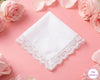 Bridal White Floral Lace Trim Handkerchief – Elegant Wedding Lace Hanky