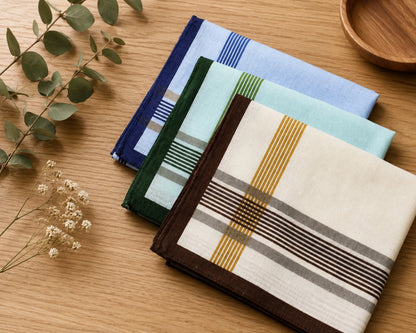 Men’s Cotton Stripe Handkerchief Set of 3 Assorted Colors