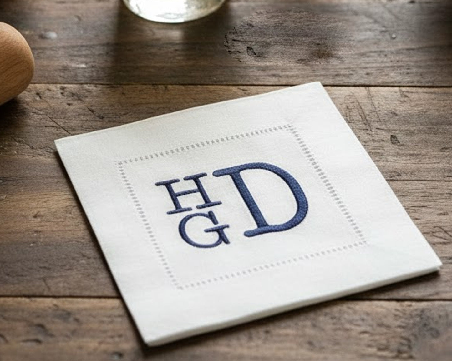 Personalized Monogram Embroidery Cotton Cocktail Napkins - Pack of 4