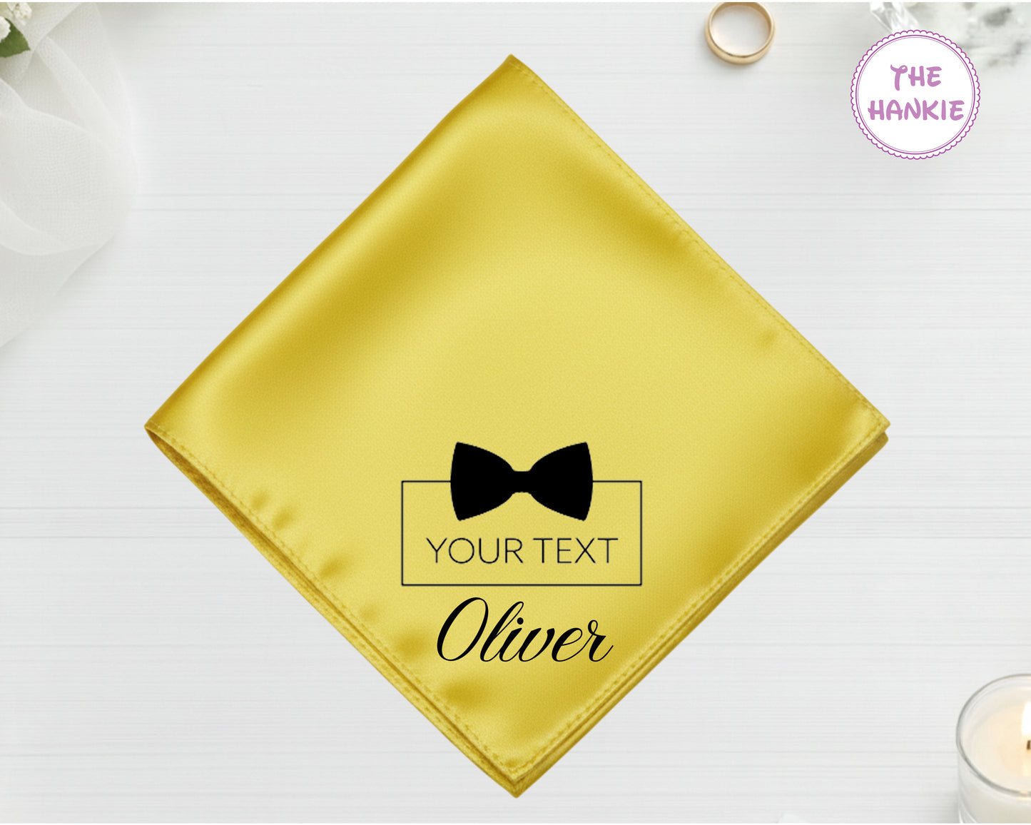 Wedding Groomsmen Satin Hanky with Custom Design & Name