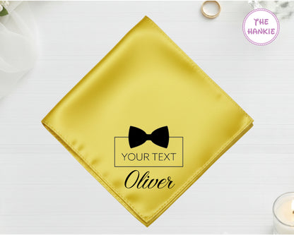 Wedding Groomsmen Satin Hanky with Custom Design & Name