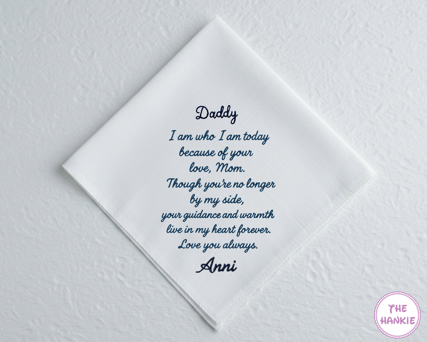 Custom Cotton Embroidery Memorial Handkerchief for Dad