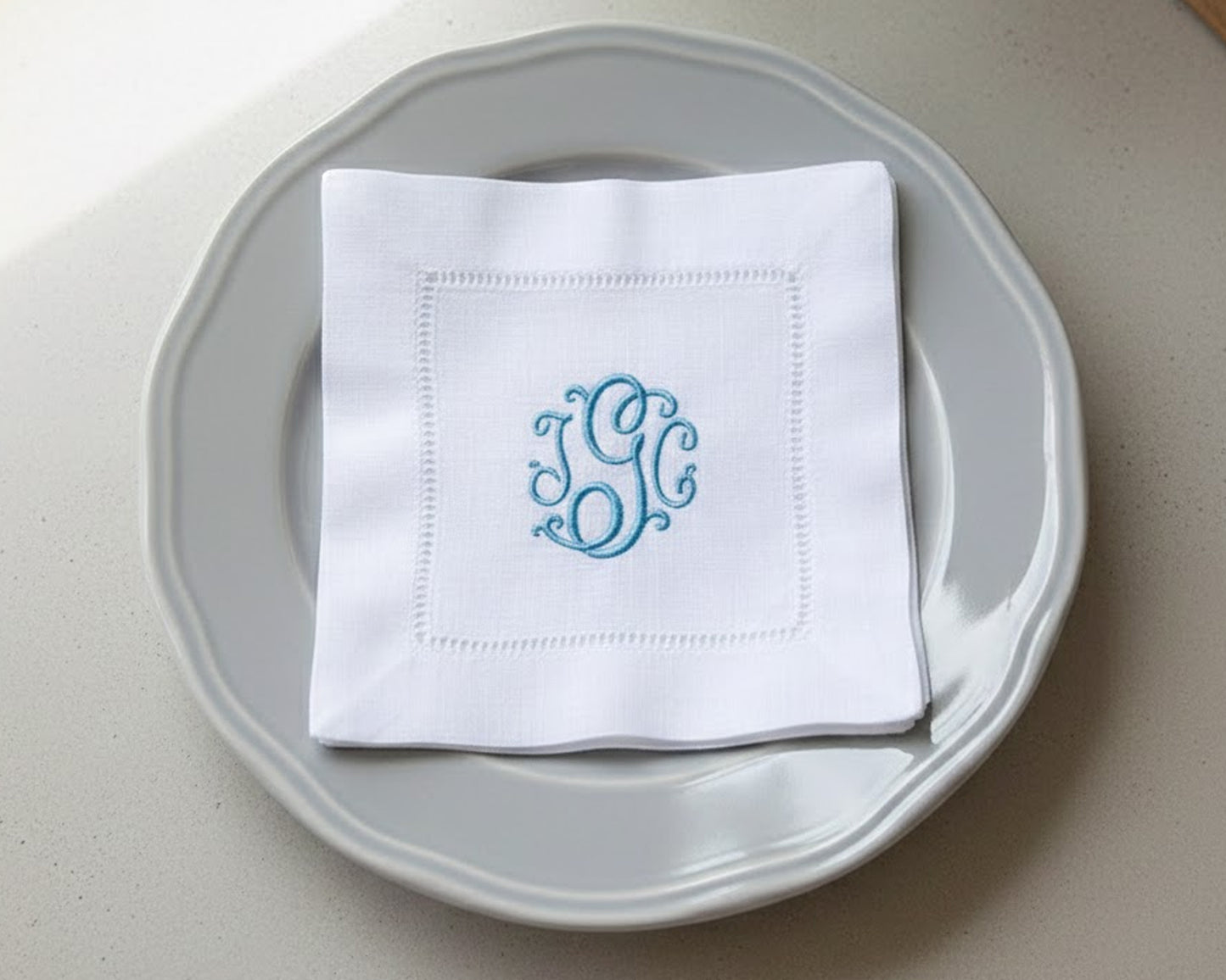 Personalized Monogram Embroidery Cotton Cocktail Napkins - Pack of 4