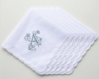 Women’s Embroidered Initial Handkerchief – Monogram with Date Keepsake