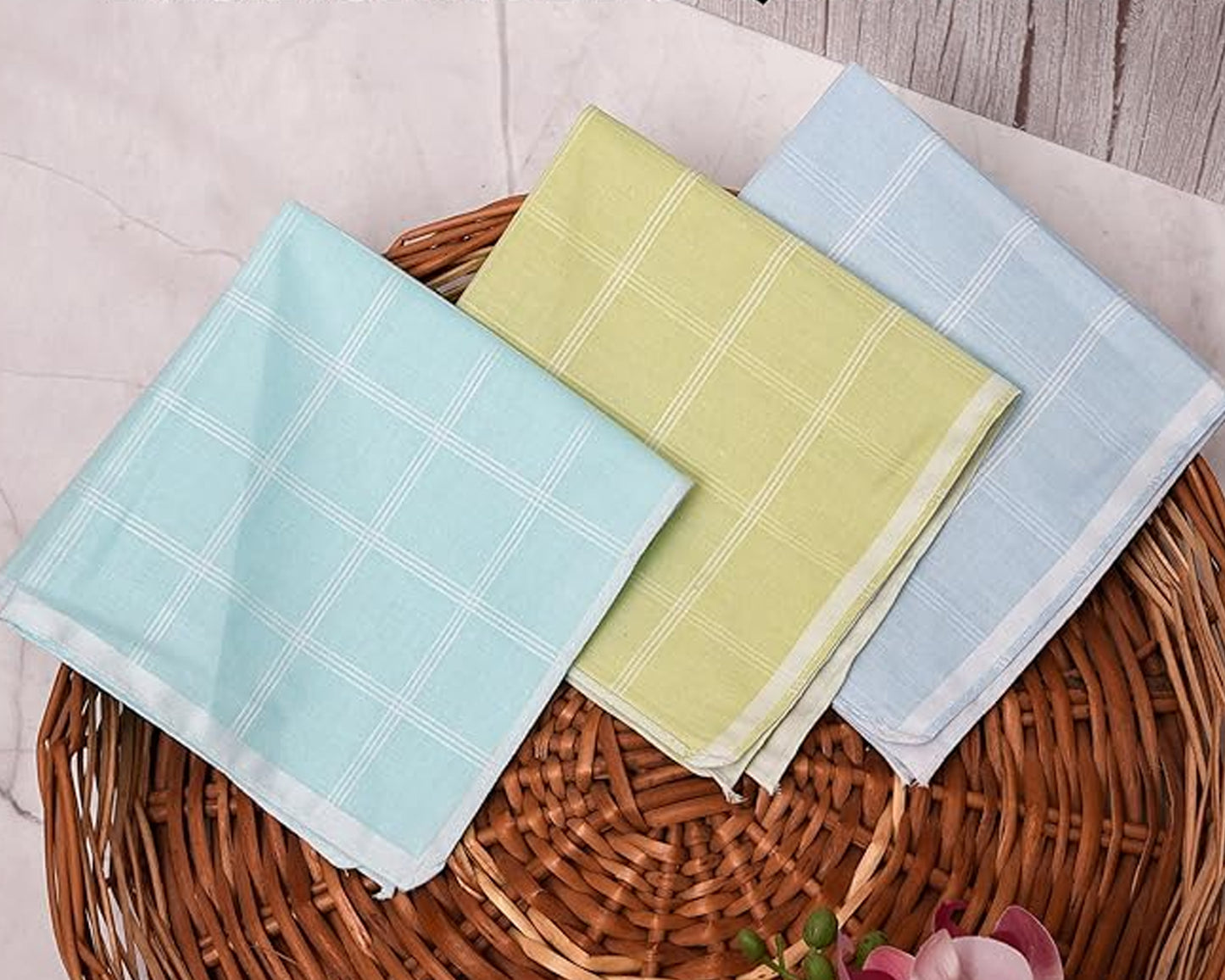 Classic Vintage Pastel Check Cotton Handkerchiefs for Ladies Set of 6