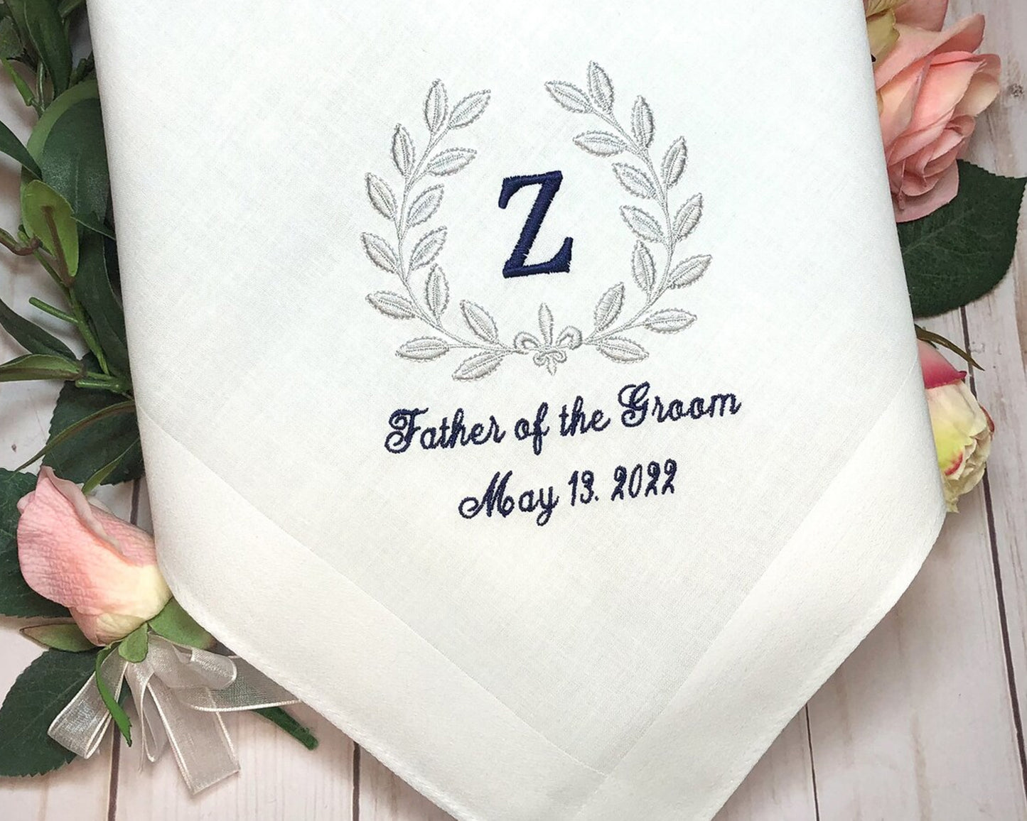 Embroidered Men & Women Cotton Handkerchief with Wedding Date