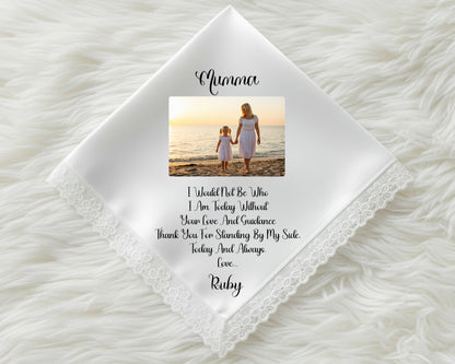 Custom Lace Photo Message Handkerchief – Gift for Mom