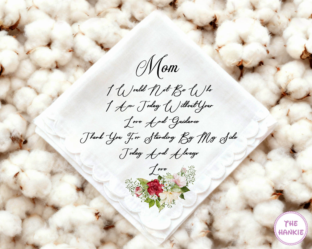 Custom Floral Scallop Remembrance Handkerchief for Mumma