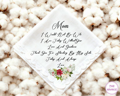 Custom Floral Scallop Remembrance Handkerchief for Mumma