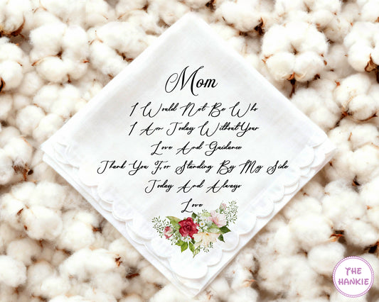 Custom Floral Scallop Remembrance Handkerchief for Mumma