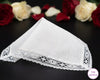 Elegant Bridal Handkerchief – White Cotton Hanky with Lace Border